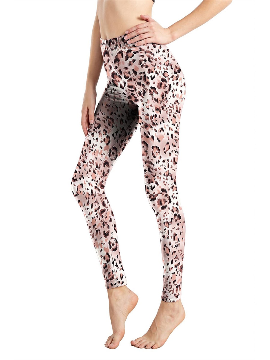 Women's Leggings Active Fashion Full Length High Waist Leopard Gradient Snake Print Elastic Waist Print Breathable Soft Comfortable Micro-elastic Outdoor Vacation Home Leopard Print 0358 blue and 2025 - $13.99 –P31