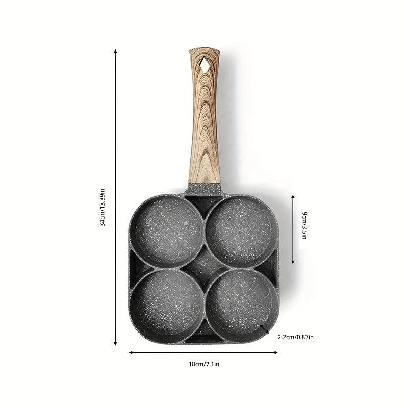 Padella antiaderente a 4 fori con manico in legno - perfetta per uova, pancake, hamburger & Di più! del 2025 a $20.99 –P1
