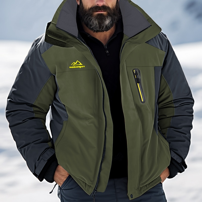 Homens Casaco com capuz Jaqueta de Trilha Jaqueta de Esqui Jaqueta de Chuva Ao ar livre Roupa Diária Quente Zíper Bolsos Inverno Bloco de cor Moda Roupa de rua Com Capuz Padrão Preto Vermelho Azul de 2025 por $67.99 –P13