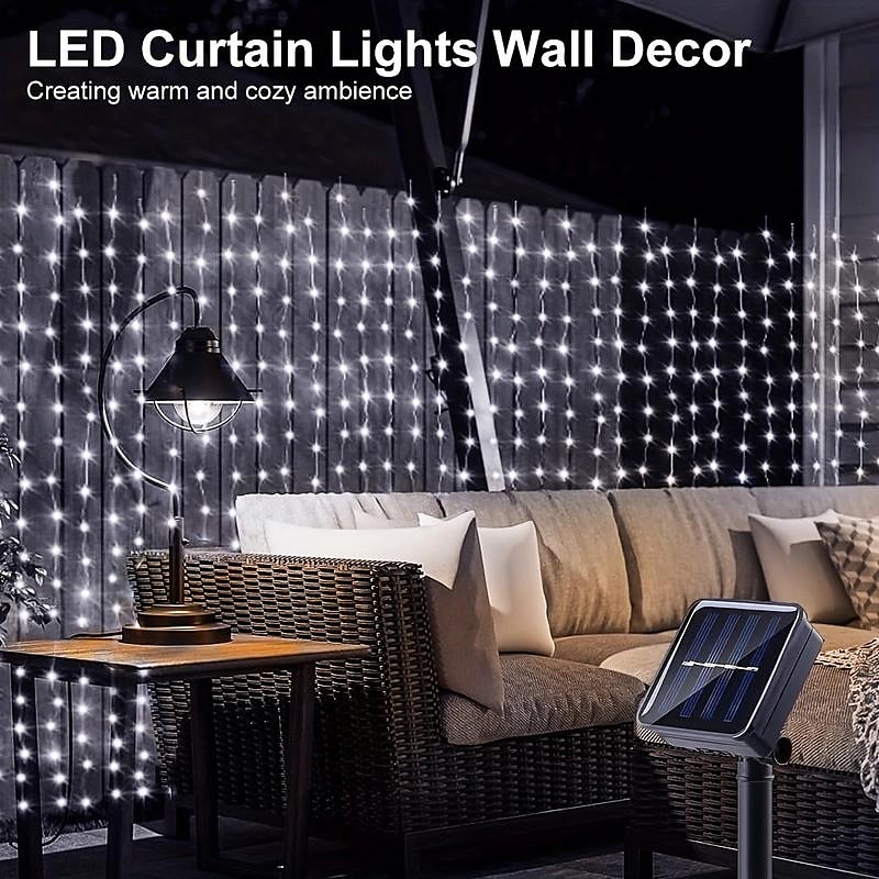 1pc Curtain Light Solar Waterproof Waterfall Fairy Tale Light String, Window Indoor Light for Wedding, Party, Christmas Decorative Light 2026 - $11.99 –P10