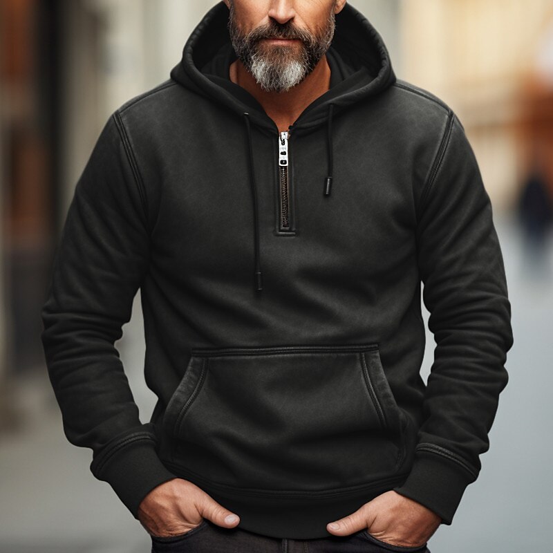 Hombre Sudadera Sudadera con capucha y cremallera de un cuarto Negro Verde Ejército Azul Marino Marrón Con Capucha Plano Bolsillo Deporte Diario Festivos Poliéster Ropa de calle Fresco Casual 2025 - $26.99 –P2