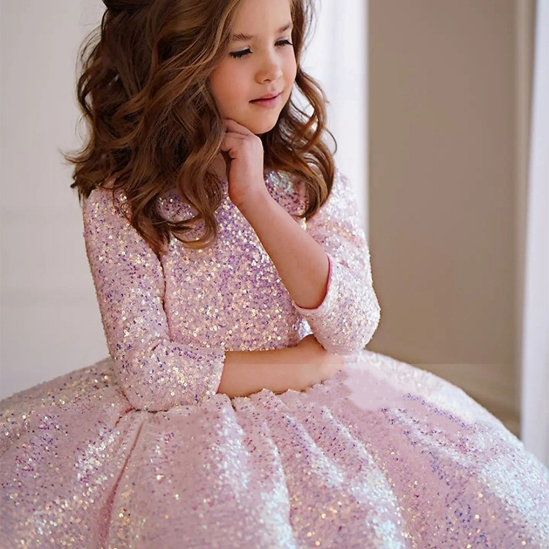 Kids Girls' Party Dress Solid Color Long Sleeve Formal Performance Wedding Mesh Princess Sweet Mesh Mid-Calf Sheath Dress Pink Princess Dress Tulle Dress Summer Spring Fall 2-12 Years 4-12 Years Pink 2025 - $73.99 –P7