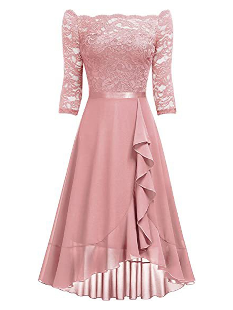 Per donna Abito Midi Abito in Pizzo Vestito da Festa Abito da Cocktail Abito da invitata a nozze Moda Festa Moderno Vacanza Festa serale Matrimonio Vestibilità regolare Colore Puro Mezza Manica del 2026 a $45.99 –P9