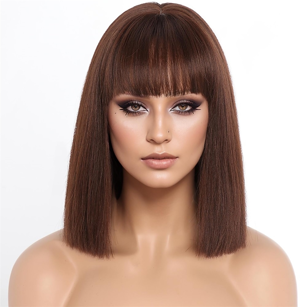 Peluca de carnaval 2026 Rubio Negro Marrón Recto Bob Corta Peluca sintética para festival Carnaval Desfile Cabello para disfraz de cosplay para Mujer 2026 - $24.99 –P5