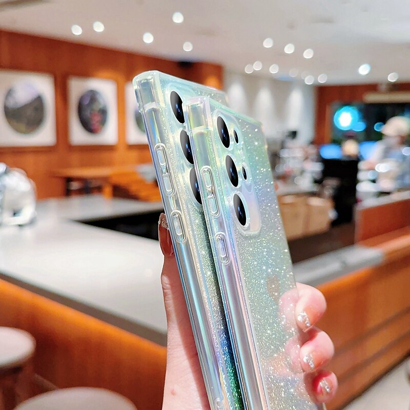Phone Case For Samsung Galaxy S24 S23 Ultra Plus S23 S22 S21 Plus Ultra S21 FE A14 A34 A54 A53 A33 Back Cover Transparent Bling Glitter Shiny Shockproof TPU 2025 - $15.99 –P8
