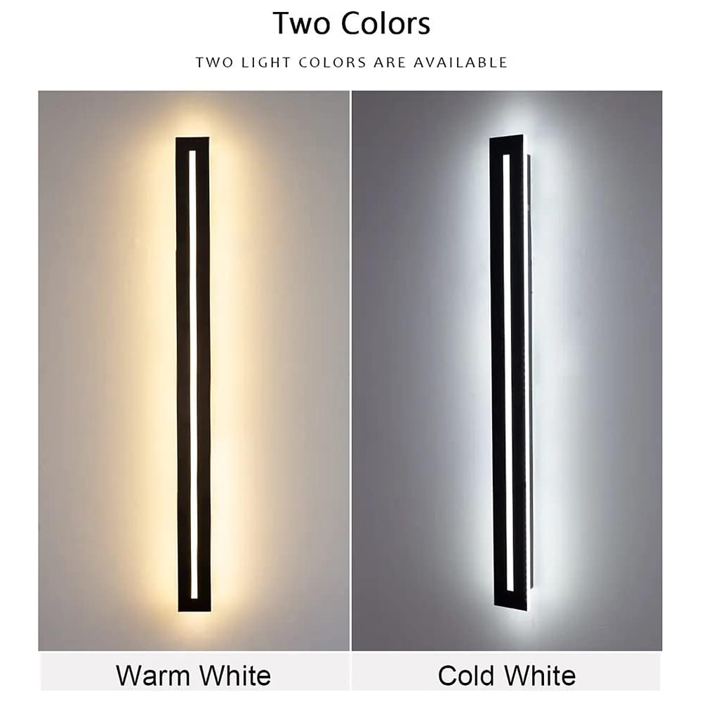 Modern LED Wall Light, Indoor/Outdoor IP65 Waterproof Garden Light40/60/80/100/120cm Black Long Stripe Wall Light, Terrace Corridor Bedroom Living Room Wall Light 110-240V 2026 - $66.99 –P3