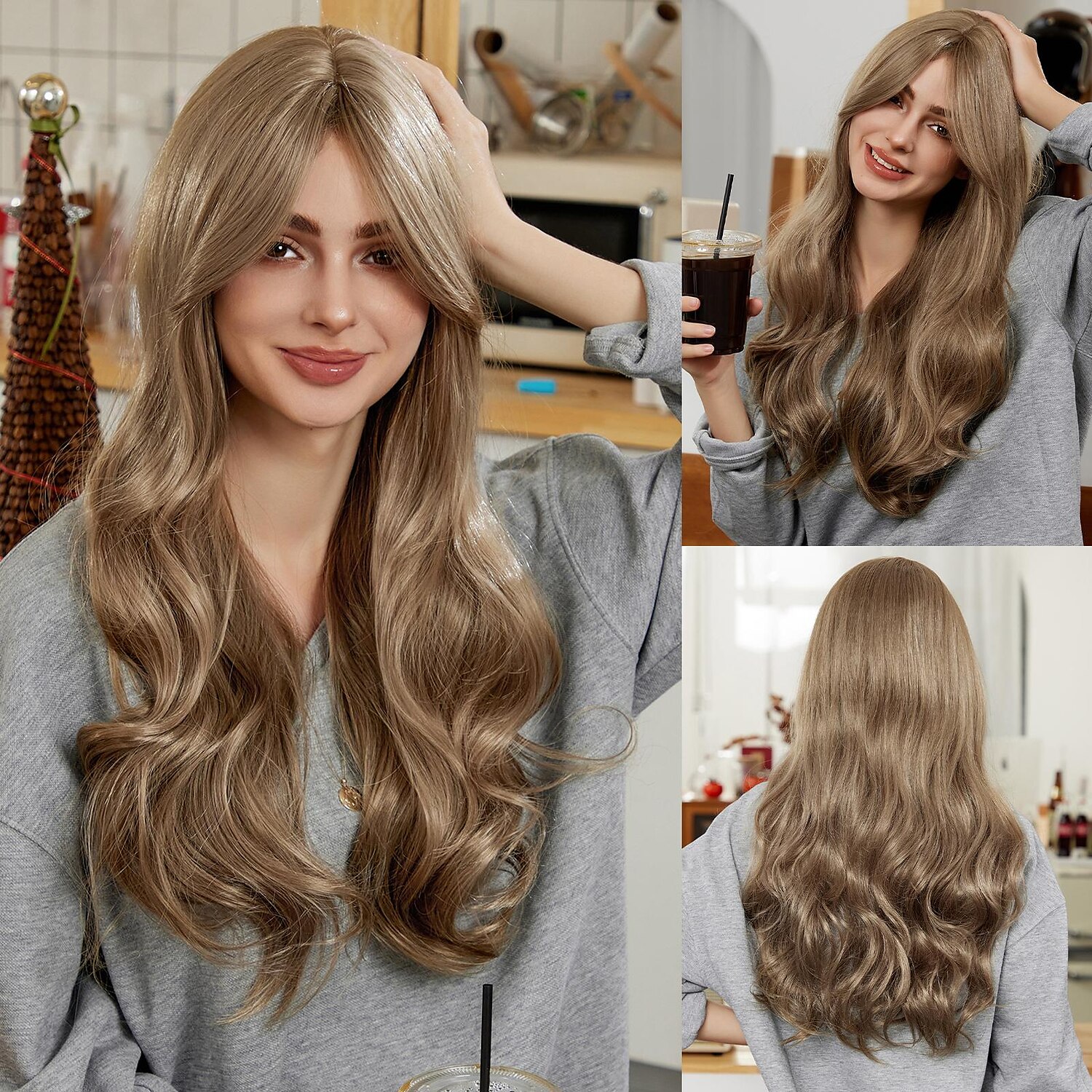 26 inch synthetische pruik damespruik blond lang golvend haar mode dagelijks feest cosplay 2025 - $26.99 –P5