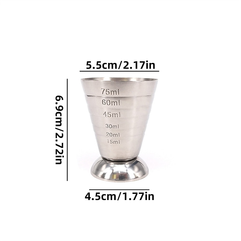 75ML Stainless Steel Cocktail Measure Cup Cocktail Glass Mixed