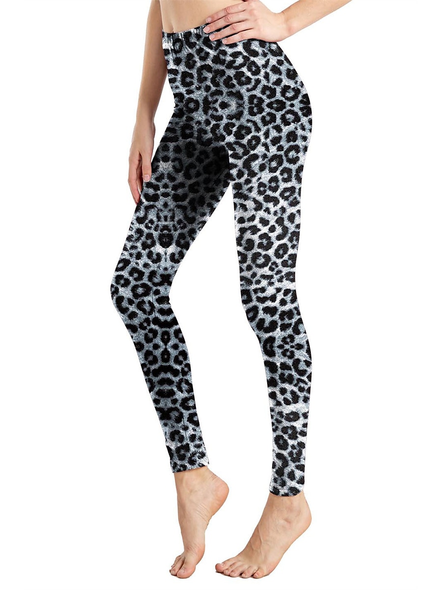 Women's Leggings Active Fashion Full Length High Waist Leopard Gradient Snake Print Elastic Waist Print Breathable Soft Comfortable Micro-elastic Outdoor Vacation Home Leopard Print 0358 blue and 2025 - $13.99 –P36