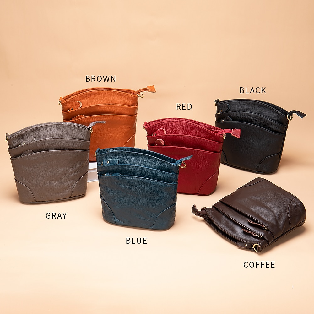 Waterproof and Wear-resistant Genuine Leather Crossbody Bag for Women - Versatile Multi-layer Shoulder Bag with Clutch Design 2025 - $42.99 –P1