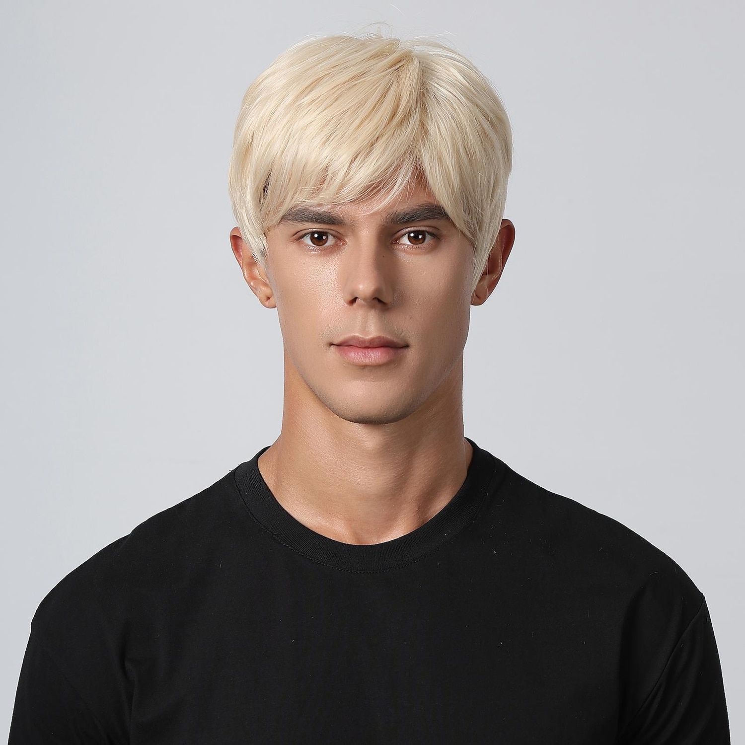 Synthetische Perücke, verworrener gerader Mittelteil, geschichteter Haarschnitt, maschinell hergestellte Perücke, 20,3 cm, hellgoldenes Kunsthaar, Herren, Cosplay, Party, Mode, blond, 2025 - $28.99 –P2