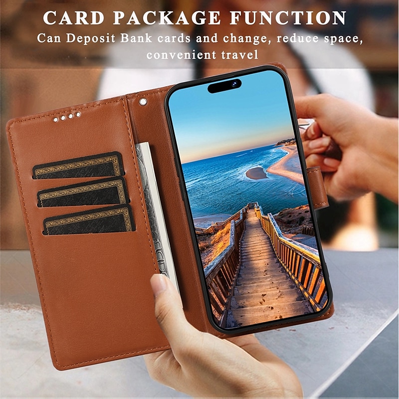 Phone Case For iPhone 16 iPhone 15 Pro Max Plus iPhone 14 13 12 11 Pro Max Mini SE X XR XS Max 8 7 Plus Wallet Case with Stand Holder Magnetic with Wrist Strap Retro TPU PU Leather 2025 - $15.99 –P11