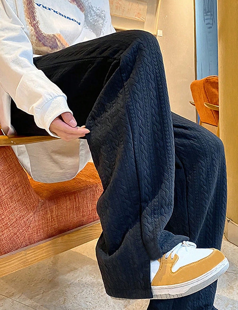 Herr Joggingbyxor Joggare Träningsbyxor med vida ben Ficka Snörning Elastisk midja Slät Komfort Andningsfunktion Utomhus Dagligen Utekväll Mode Ledigt Svart Blå 2026 - $24.99 –P16