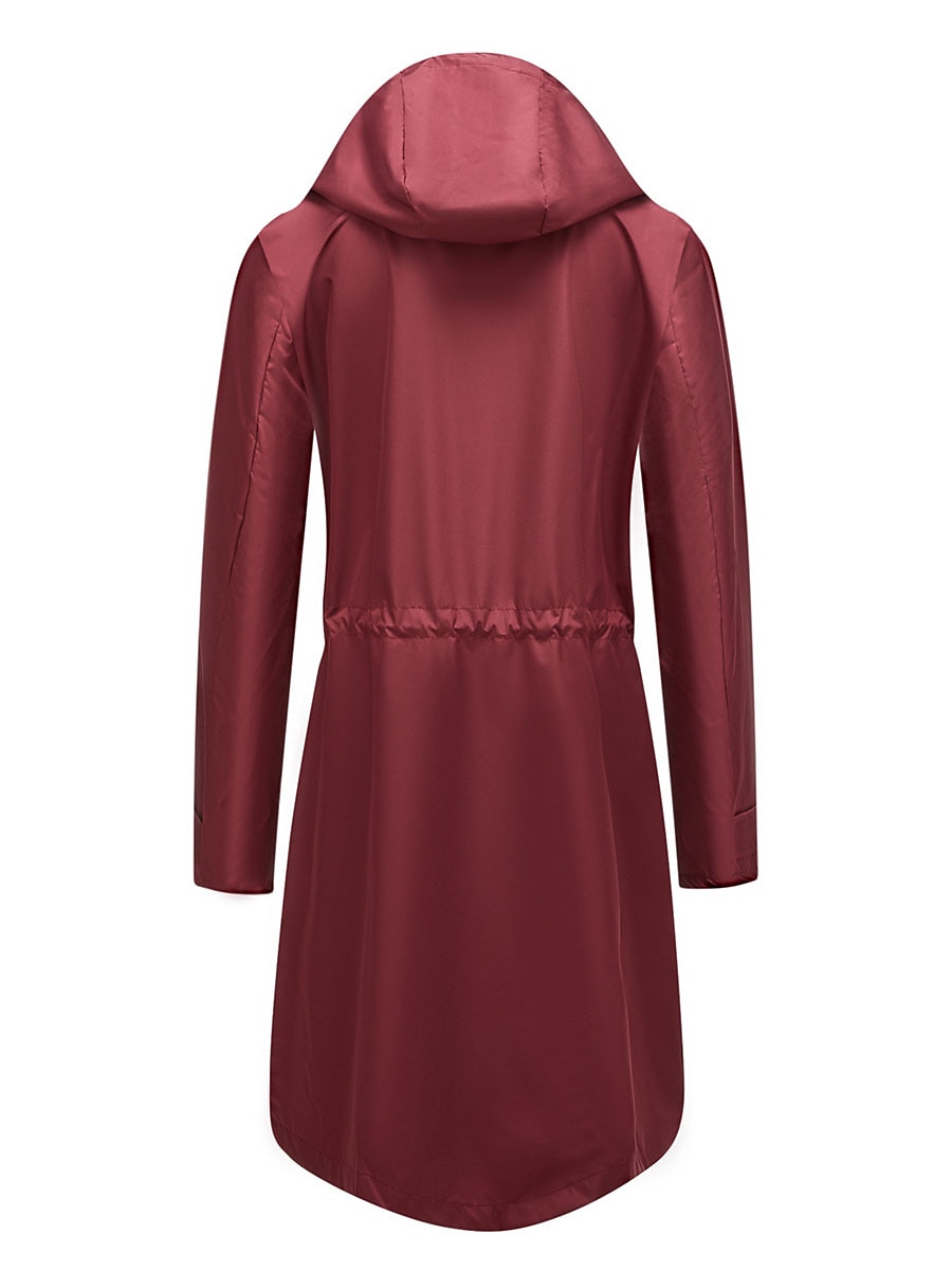 Dam Trenchcoat Utomhus Gata Dagligen Höst Vinter Lång Täcka Normal Regnsäker Håller värmen Andningsfunktion Stylish Nutida Ledigt Jacka Långärmad Slät Snörning Med fickor Svart Gul Vin 2025 - $62.99 –P17