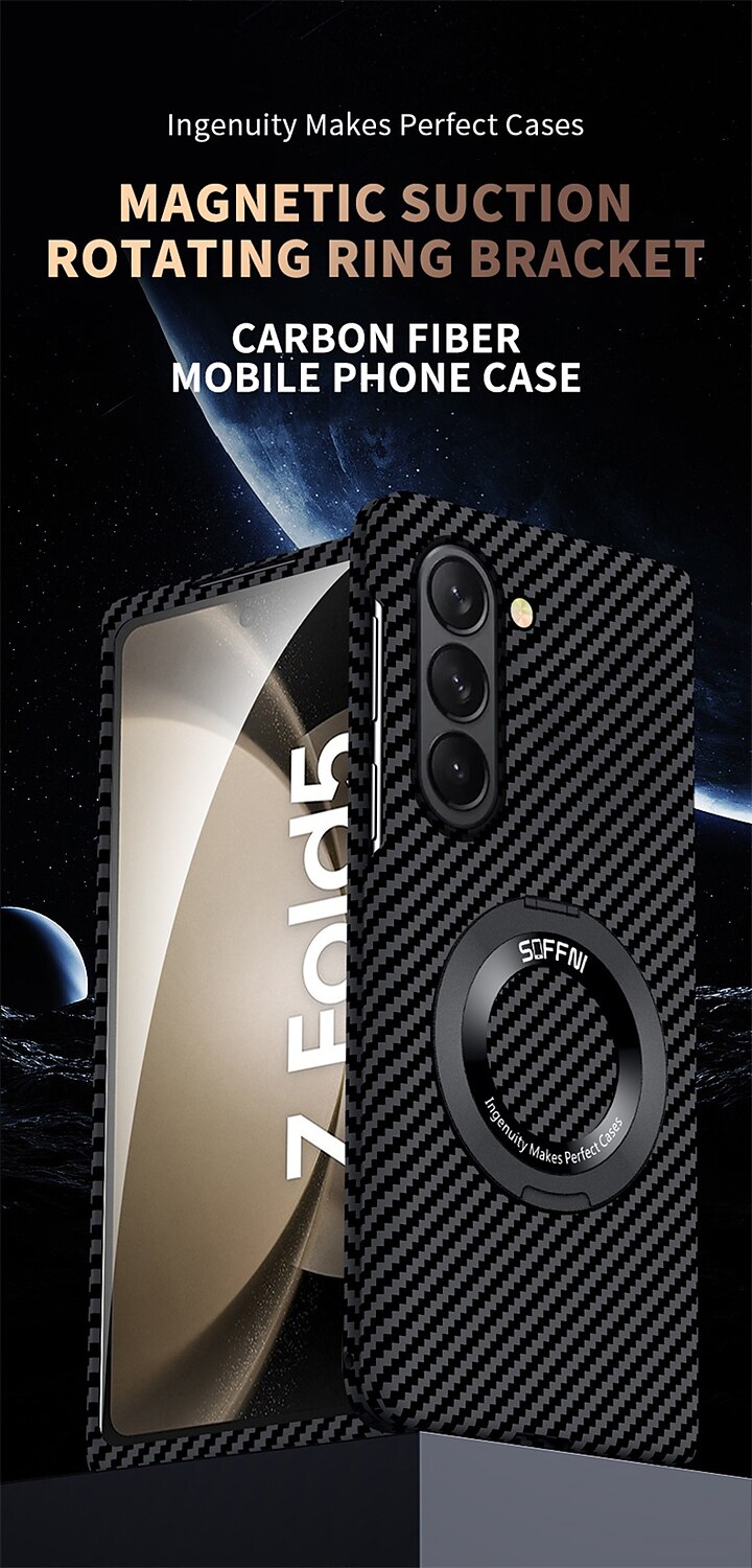 2025年 Samsung Galaxy Z Fold 6 Z Fold 5 Z Fold 4 Z Fold 3 Z Fold 2 用の電話ケース フリップカバー スタンドホルダー付き フルボディプロテクティブ ワイヤレス充電サポート カーボンファイバー コレクション – $32.99 –P1