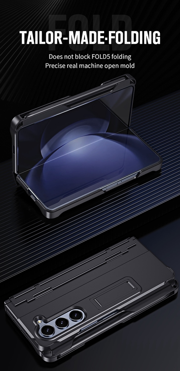 Phone Case For Samsung Galaxy Z Fold 6 Z Fold 5 Z Fold 4 Z Fold 3 Back Cover with Stand Holder with Screen Protector Magnetic Solid Color PC 2026 - $28.99 –P4