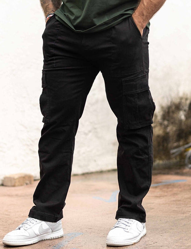 Муж. Брюки карго Брюки-карго Карман Полотняное плетение Комфорт Дышащий на открытом воздухе Повседневные На выход Мода На каждый день Черный Военно-зеленный 2026 - $36.99 –P10