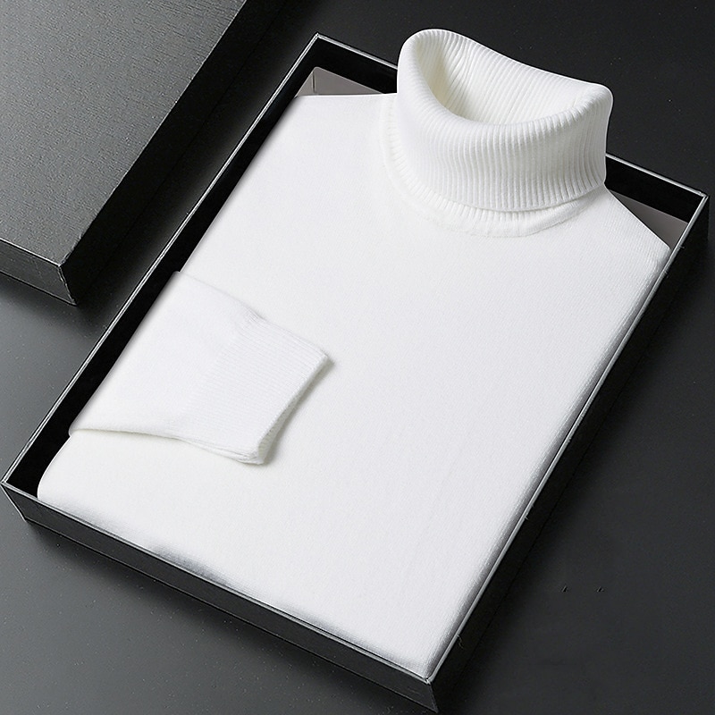 Herre Turtleneck genser Pullover genser Julegenser Riflet Strikke Vanlige topper Strikket عادي Rullekrage Hold Varm Moderne Moderne Dagligdagstøy Ut på byen Klær Høst Vinter Kamel Svart S M L 2025 - $27.99 –P9