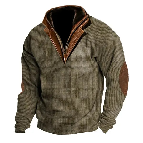 Hombre Sudadera Albaricoque Azul Marino Marrón Café Verde claro Cuello Mao Bloque de color Retazos Deporte Diario Festivos Pana Vintage Ropa de calle Básico Otoño invierno Ropa Sudaderas con capucha 2025 - $34.99 –P1