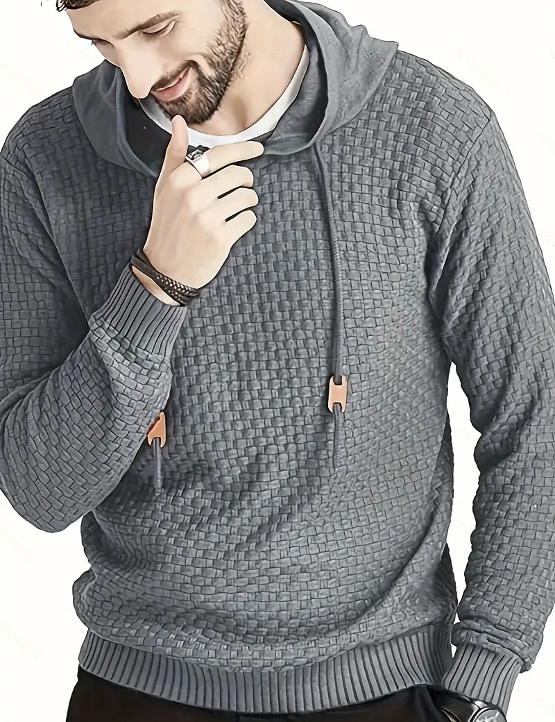 Per uomo Pullover Maglione A coste Maglia Standard A cordoncino Classico Liscio Con cappuccio Contemporaneo moderno Ufficio Da tutti i giorni Abbigliamento Inverno Nero Beige M L XL del 2026 a $19.99 –P5