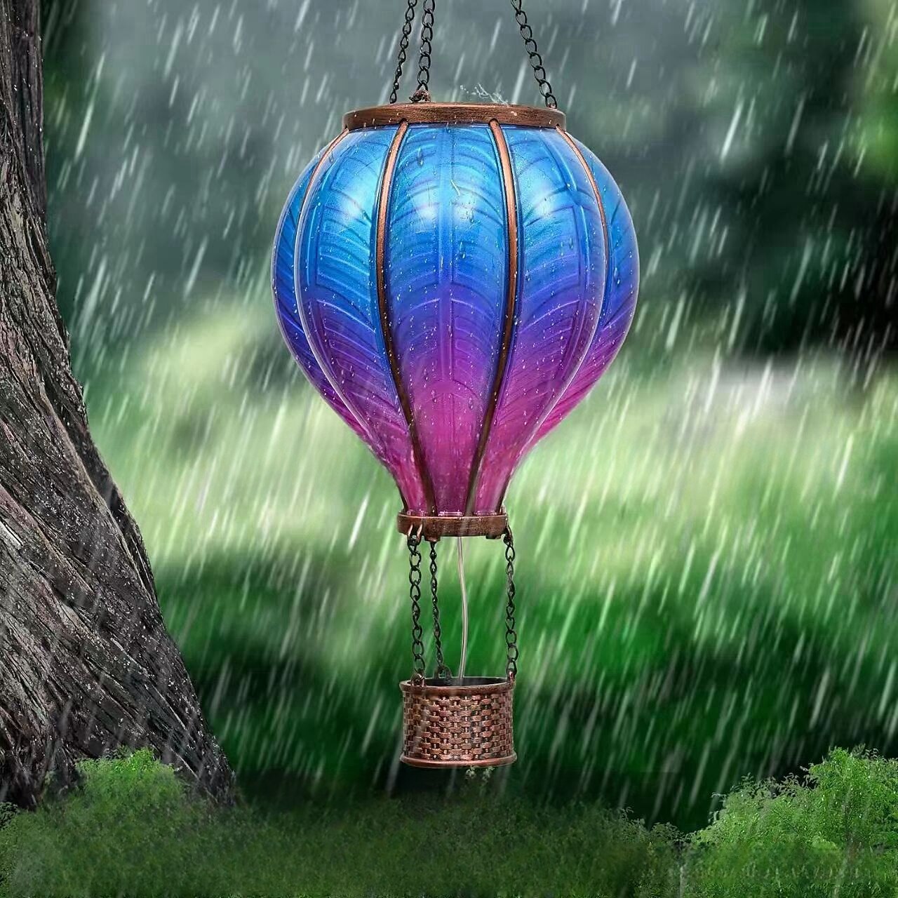Linterna solar de globo aerostático, decoración navideña para exteriores, paisaje colorido para fiestas navideñas, resistente a la intemperie 2025 - $43.99 –P3