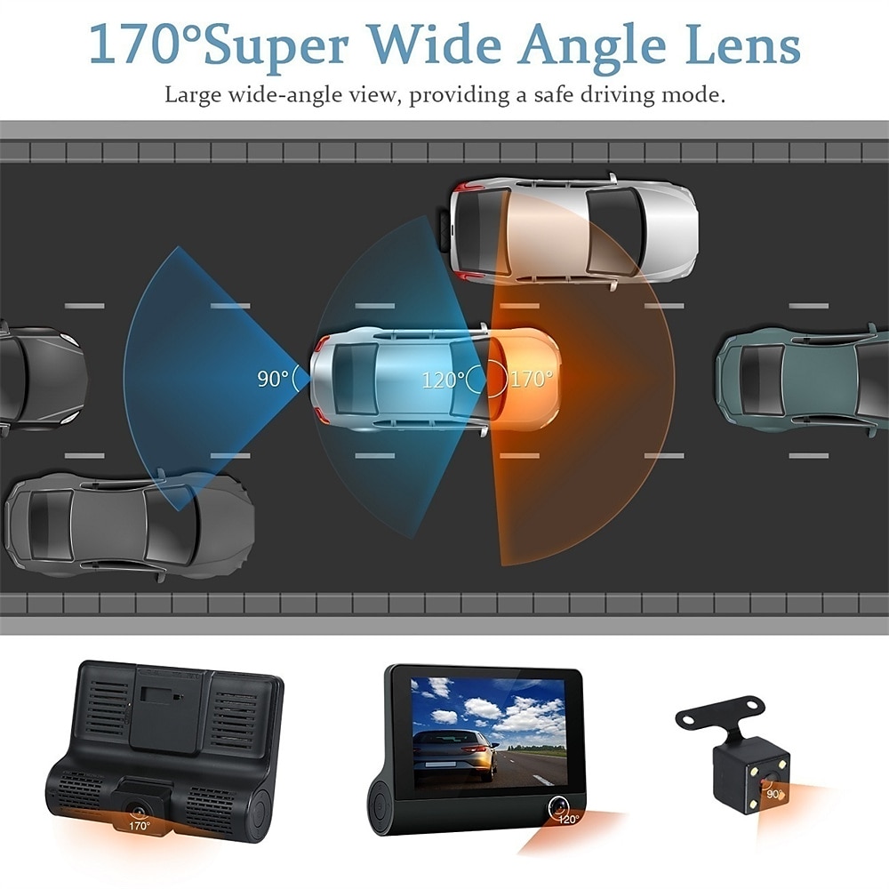 H35 1080p Nieuw ontwerp / met achteruitrijcamera / Start automatische opname Auto DVR 170 graden Wijde hoek 4 inch(es) IPS Dash Cam met Nacht Zicht / Bewegingsdetectie / Continu-opname Neen 2025 - $93.99 –P7