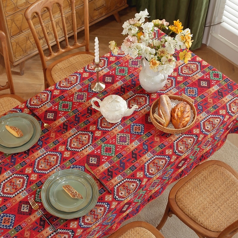 Rectangle Tablecloth Vintage Floral  Jacquard Table Cloths with Tassels Cotton Linen Table Covers for Dinner Parties Outdoor Decoration 2026 - $28.99 –P9