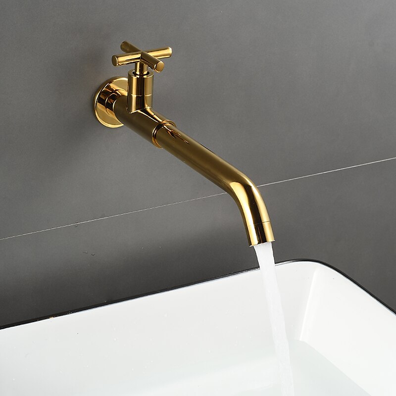 Wall Mounted Bathroom Sink Faucet, Brass Constructed Single Handle One Hole Long Reversible Spout Bath Mixer Taps for Bathroom Sink Tall Vessel in Black Chrome Antique Brass Silver 2025 - $77.99 –P3