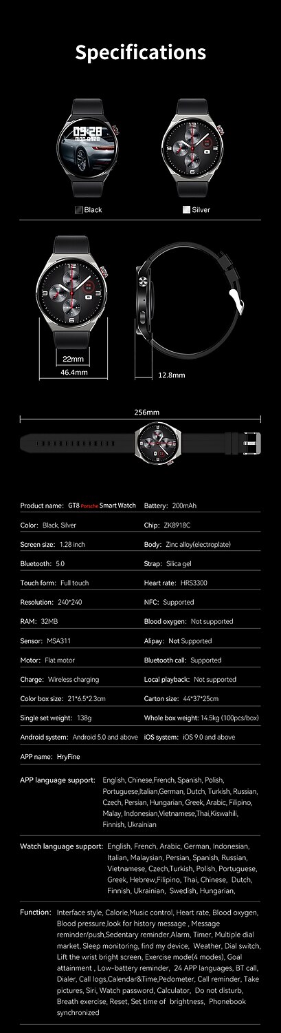 GT8 Smart Watch 1.28 inch Smartwatch Fitness Running Watch Bluetooth Pedometer Call Reminder Fitness Tracker Compatible with Android iOS Women Men Long Standby Hands-Free Calls Waterproof IP 67 22mm 2025 - $35.99 –P18