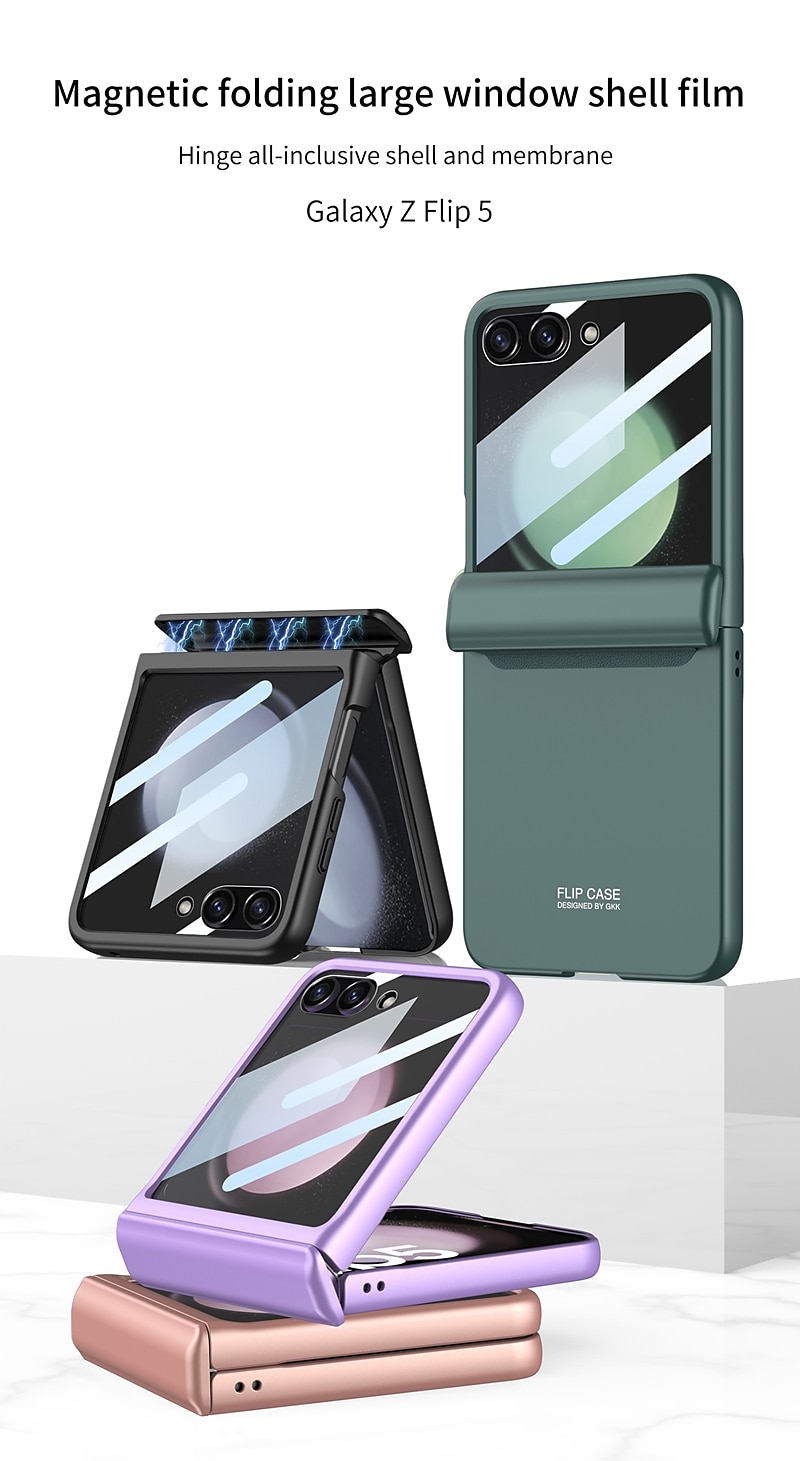 Phone Case For Samsung Galaxy Z Flip 7 Z Flip 6 Z Flip 5 Back Cover with Screen Protector Magnetic Ultra Thin PC 2025 - $28.99 –P1