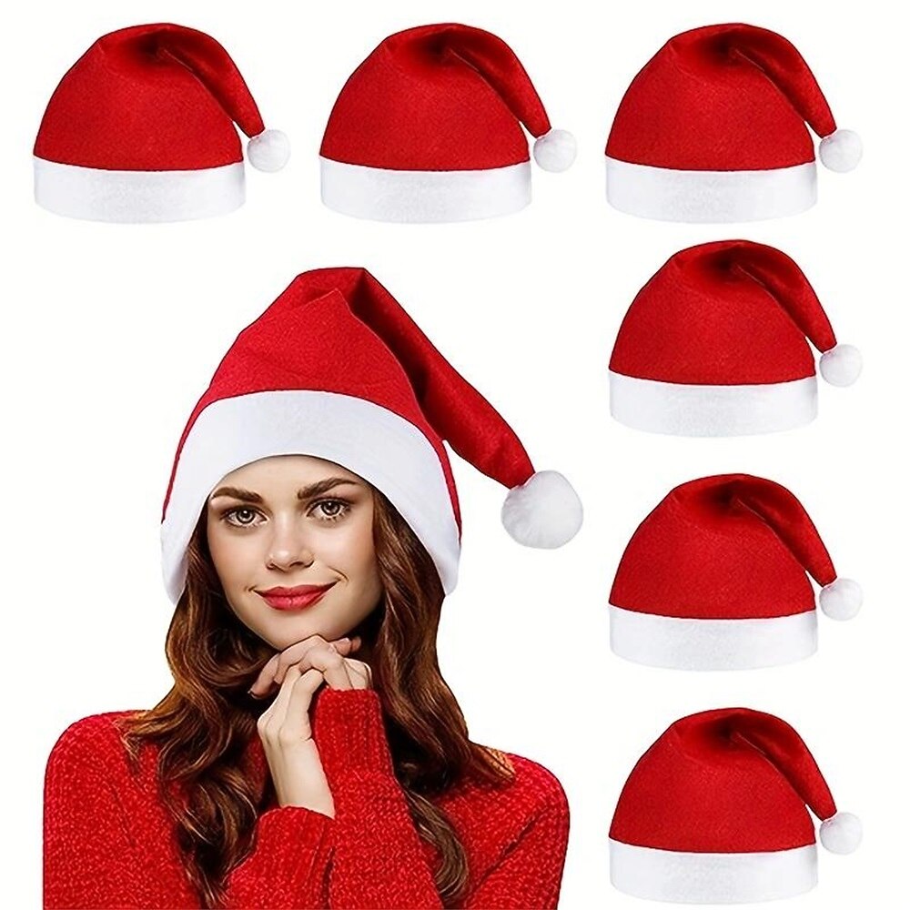 6pcs Christmas Santa Hats - Perfect For Adults At Christmas & New Year Parties! 2026 - $4.99 –P1