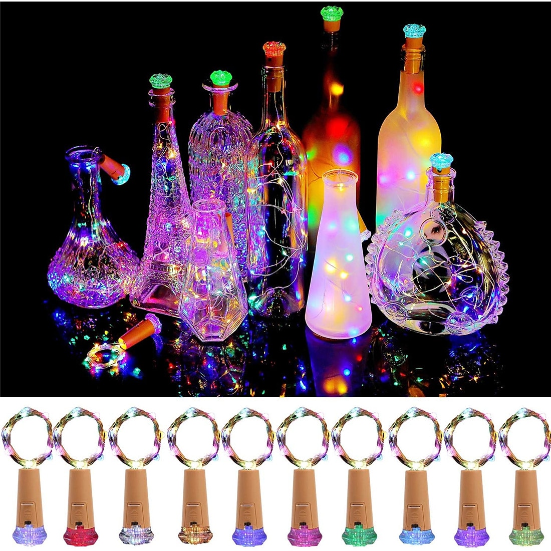 elegante festa di nozze ricevimento 20 confezioni luci per bottiglie di vino 2m con tappo di sughero – mini luci a led a batteria per fai da te casa giardino festival decor del 2025 a $27.99 –P2