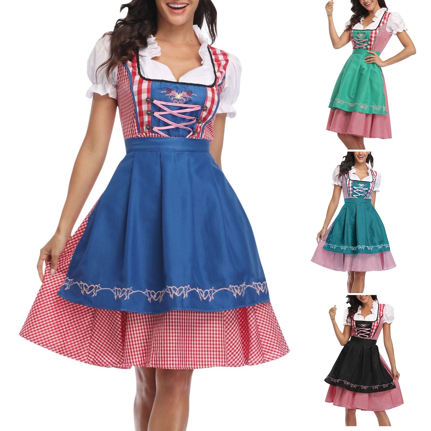 Oktoberfest Vestidos Dirndl Trachtenkleader Oktoberfest / Cerveja Empregada Bávaro Alemão Munique prados Mulheres Pano de Estilo Tradicional Blusa Vestido Avental (70 cm) de 2026 por $54.99 –P1