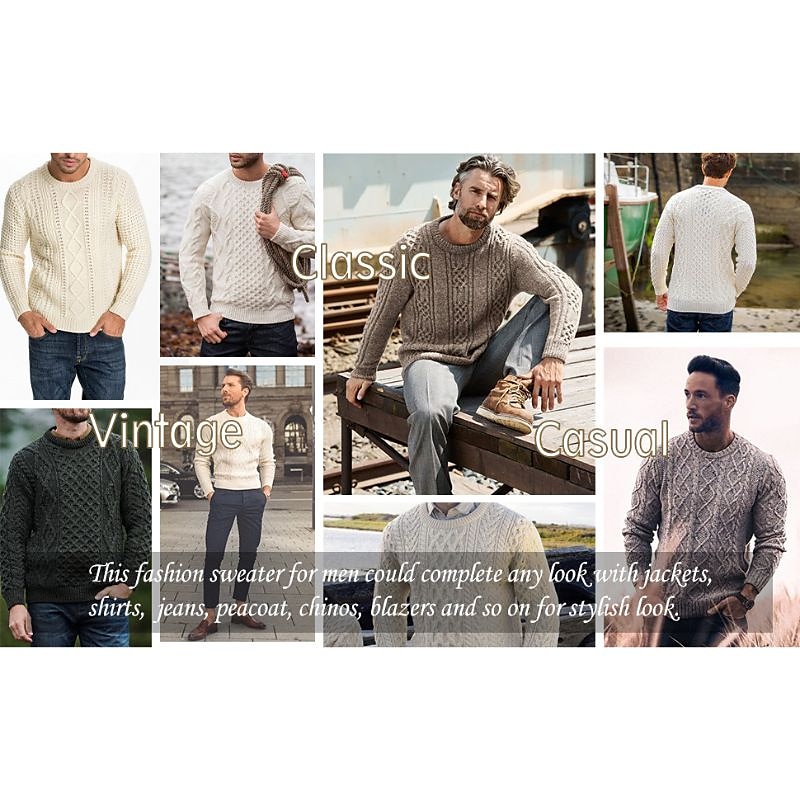 Hombre Pulóveres Suéter de punto Vestido Suéter Estriado Cable Tejer Recortado De Punto Cuello Barco Noche Fin de semana Ropa Otoño Invierno Negro Rosa M L XL 2026 - $36.99 –P2