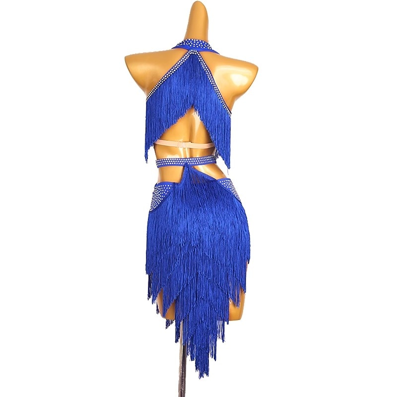 dans salsa latinsk dansklänning tofs ren färg splitsning kvinnors prestationsträning ärmlös chinlon spandex 2025 - $196.99 –P6