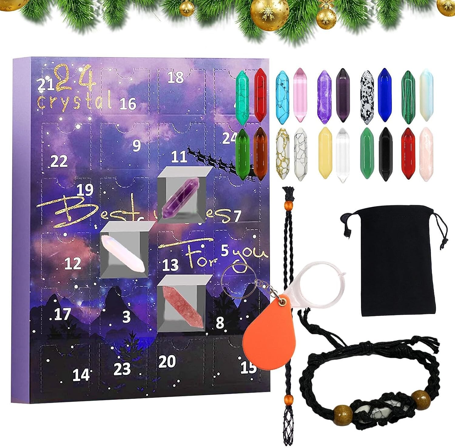 πέτρινο κουτί δώρου Advent calendar, πολύτιμος λίθος ημερολόγιο αντίστροφης μέτρησης 24 ημερών, χριστουγεννιάτικο ημερολόγιο προσέλευσης γυαλισμένα παιχνίδια συλλογής για λάτρεις της γεωλογίας και 2025 - $34.99 –P7