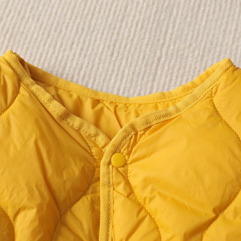 Kids Girls' Puffer Jacket Solid Color Active Button School Coat Outerwear 3-10 Years Spring Black White Yellow 2025 - $52.99 –P7