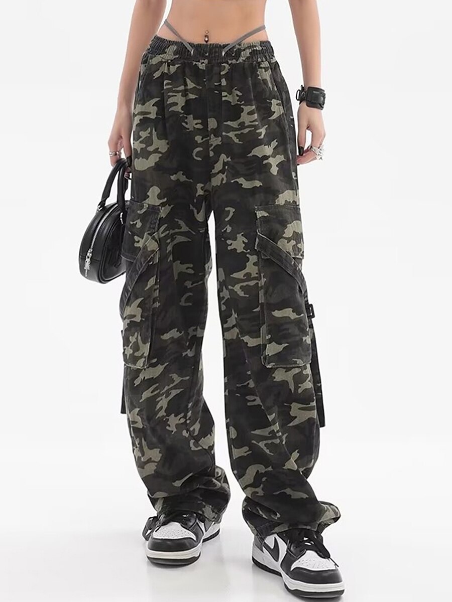 Women‘s Cargo Camo Camouflage Pants Pants Trousers Full Length Fashion Streetwear Street Daily Grey Green M L Fall Winter 2023 - US $32.99 –P17