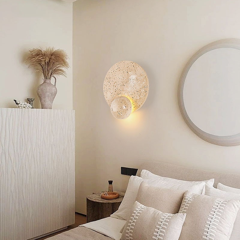 lampade da parete in pietra design rotondo a parete, moderne lampade da parete a led per interni con 3 luminosità, lampade da parete per camera da letto soggiorno corridoio cucina 110-240v del 2025 a $149.99 –P8