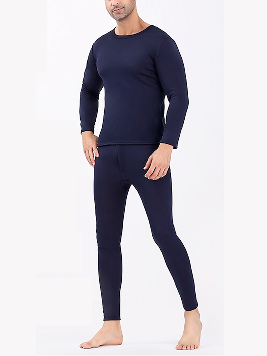Men's Thermal Underwear Sleepwear Thermal Set 2 Pieces Plain Warm Fashion Casual Home Daily Bed Polyester Fleece Comfort Warm Soft Crew Neck Long Sleeve T shirt Tee Pant Fall Winter Black Red 2025 - $18.49 –P9
