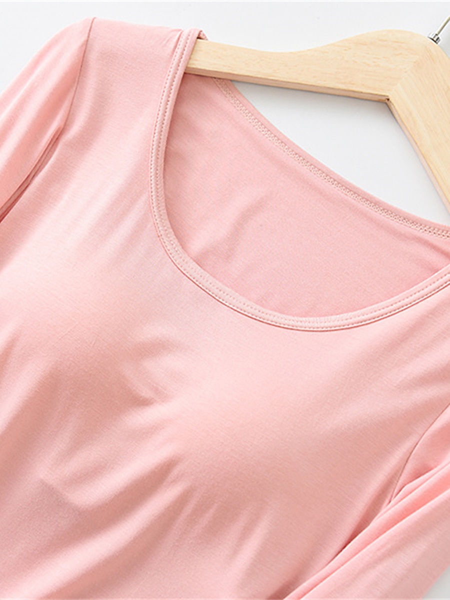 pyjamassett for kvinner ren farge tilfeldig komfort hjemmeseng modal pustende rundhals langermet skjortebukse høst vinter hjemmeantrekk 2025 - $31.99 –P6