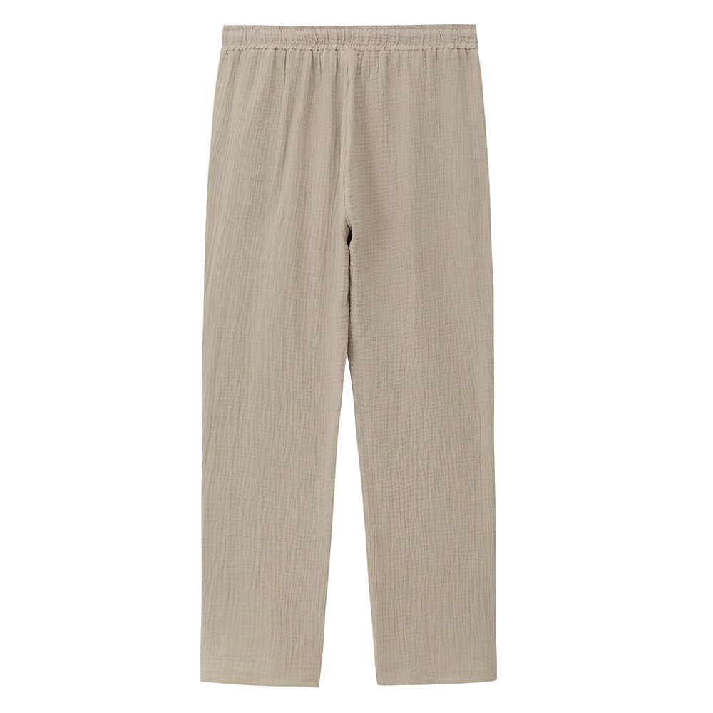 Herren Leinenhose Hose Hosen Strandhose Patchwork Kordelzug Elastische Taille Plaid Komfort Atmungsaktiv Casual Täglich Festtage Modisch Klassicher Stil Weiß Armeegrün 2025 - $25.99 –P2