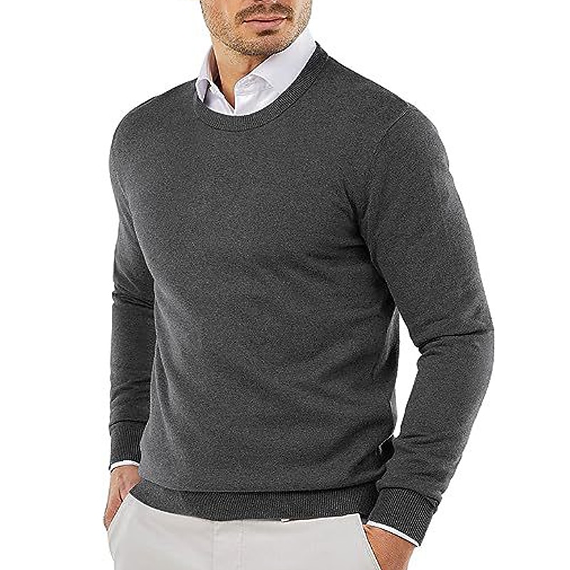 Men's Pullover Sweater Jumper Dress Sweater Jumper Ribbed Knit Cropped Knitted Plain Crew Neck Keep Warm Modern Contemporary Daily Wear Going out Clothing Apparel Fall Winter Black Yellow S M L 2025 - GBP £23 –P9