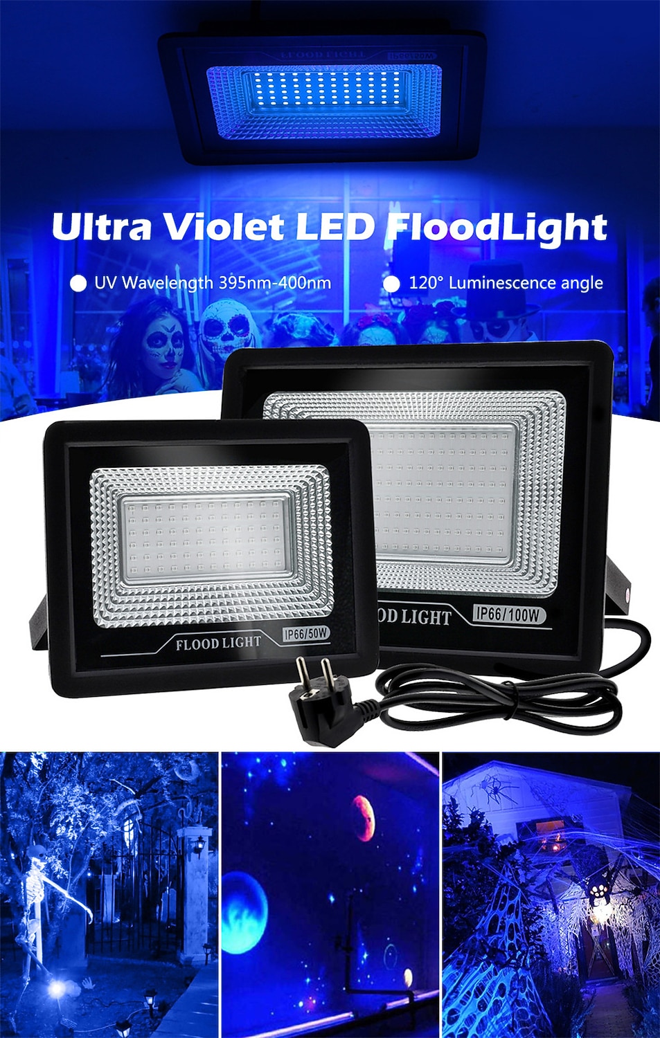 2026年 395nm LED UVフラッドライト220V防水ステージブラックライト - 72/144/180 LEDsディスコ＆パーティーライティング用ハロウィン  コレクション – $35.99 –P1