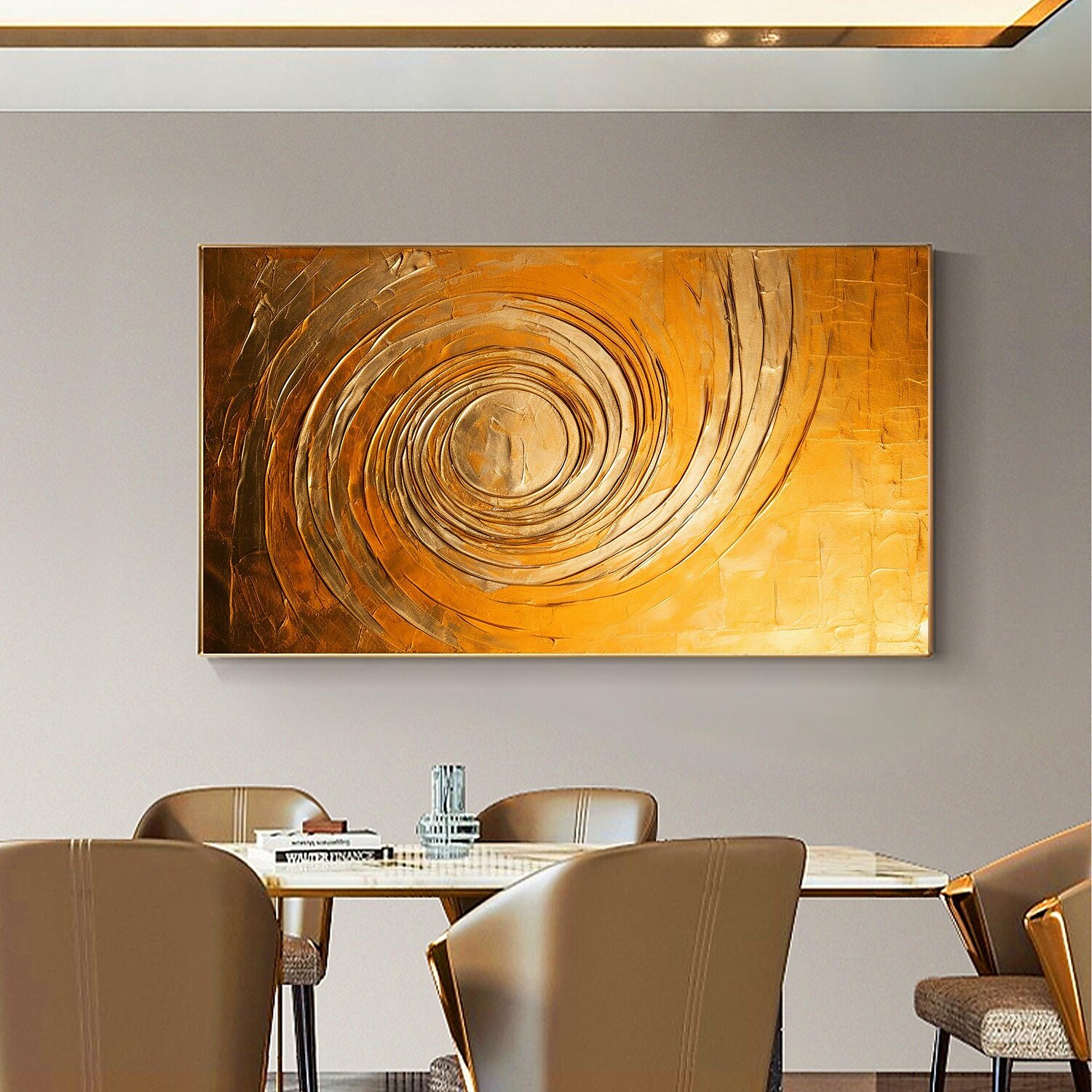 Handmade Oil Painting Canvas Wall Art Decor Original Skiing Gold Texture for Home Decor With Stretched Frame/Without Inner Frame Painting 2025 - $158.99 –P12