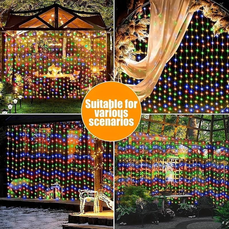 1pc Curtain Light Solar Waterproof Waterfall Fairy Tale Light String, Window Indoor Light for Wedding, Party, Christmas Decorative Light 2026 - $11.99 –P8