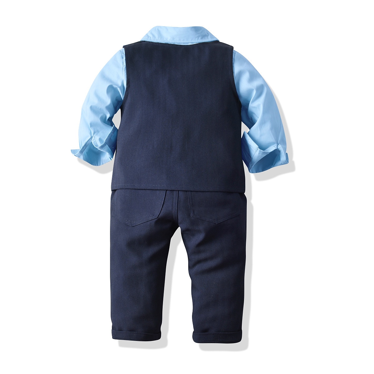 4 kusy Oblek pro mládence Chlapecké Děti Oblek Formální oblek Blejzry Formální Párty Módní Pevná barva Knoflíky Kapsy Nebeská modř Bavlna 2025 - $35.99 –P3
