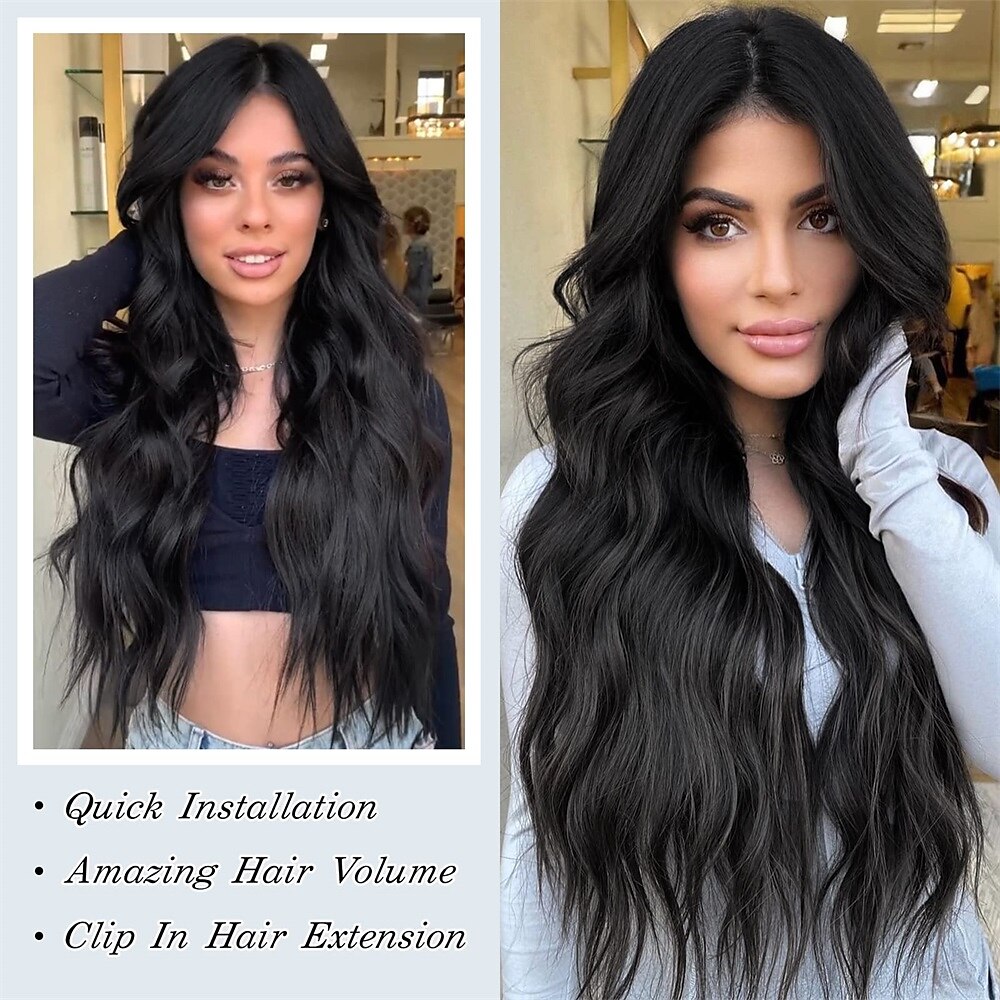 Synthetische uitbreidingen Klemmen Synthetisch haar Lang Haarextensies Clip-in 4 stuks Zacht Hittebestendig Pluizig Dames 2025 - $18.49 –P14