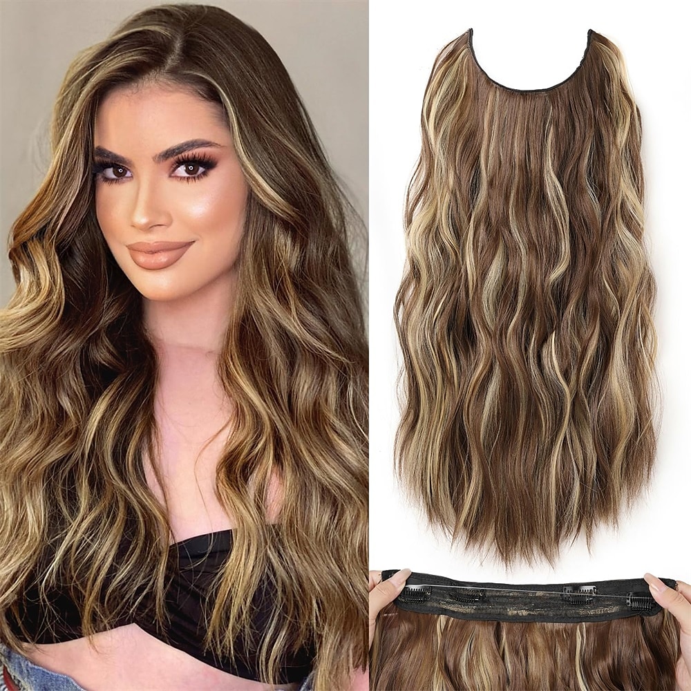 Hair Extensions 20 Inch Long Wavy Blonde Hair Extensions with Invisible Wire Adjustable Size 4 Secure Clips in Hair Extensions for Women 2025 - $13.99 –P7