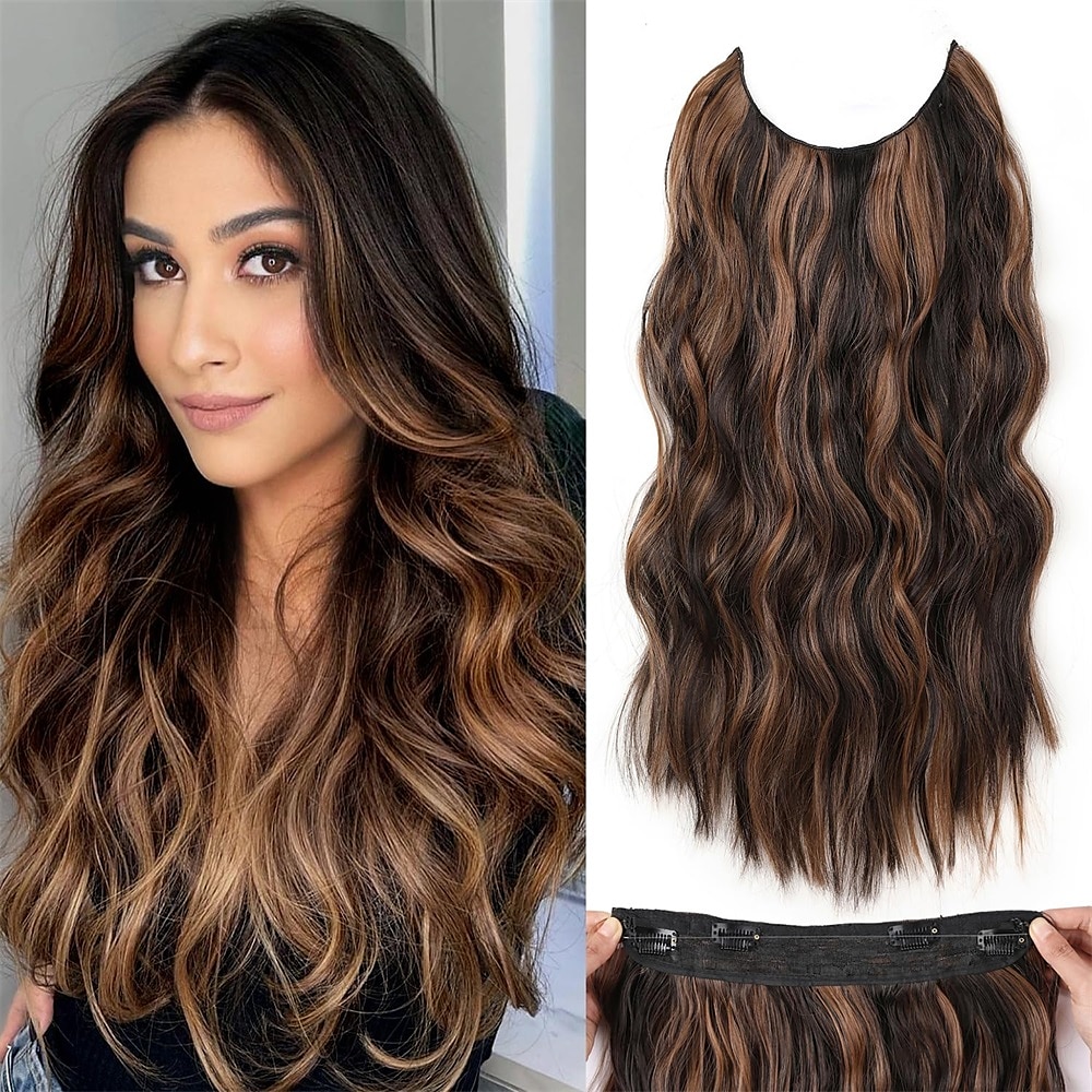 Hair Extensions 20 Inch Long Wavy Blonde Hair Extensions with Invisible Wire Adjustable Size 4 Secure Clips in Hair Extensions for Women 2025 - $13.99 –P9
